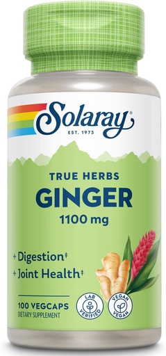 [BRSWIYQYBFYRCFLA] SOLARAY Ginger Root 1100mg ; Digestão saudável, articulações e movimento & estômago Desconfortamento Suporte ; Raiz inteira ; Não-GMO & Vegan