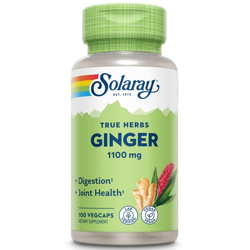 [BRSWIYQYBFYRCFLA] SOLARAY Ginger Root 1100mg | Healthy Digestion, Joints and Motion & Stomach Discomfort Support | Whole Root | Non-GMO & Vegan | 100 VegCaps
