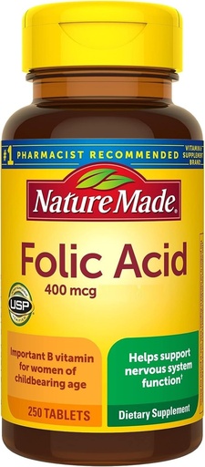 [BRSWKGYIBJ5RUDIZ] Nature Made Folic Acid 400 mcg Tablets, 250 Tablets