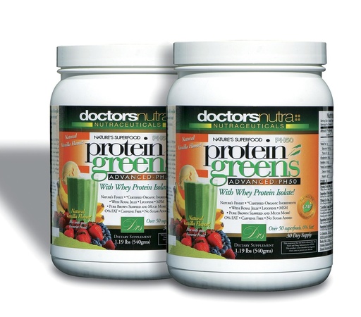 [BRSWIHL5A4ARQ3DK] (Pack of 2) PH50 Protein Greens Drink with Certified Organic Ingredients by Doctors Nutra Nutraceuticals, 1.19 Pounds (540 Grams) 50 Superfoods, Digestive Enzymes, Natural Vanilla Flavor