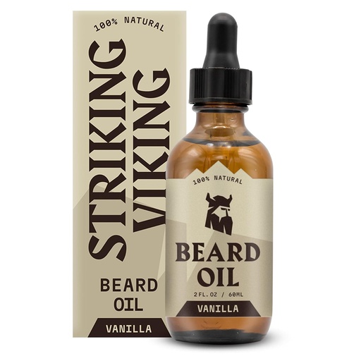 [BRSWYZIDDEPBYCDZ] Striking Viking Vanilla Beard Oil for Men - Naturally Derived Conditioner with Argan & Jojoba Oils for Softening, Moisturizing and Growth (2 Oz)