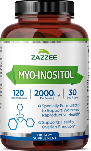 [BRSWKGATBUFA4EA7] Zazzee Myo-Inositol Capsules, 2000 mg per Serving, 120 Vegan Capsules, Ideal Dosage for 40:1 Ratio, 100% Vegetarian, Hormone Balance & Healthy Ovarian Function Support, All-Natural and Non-GMO
