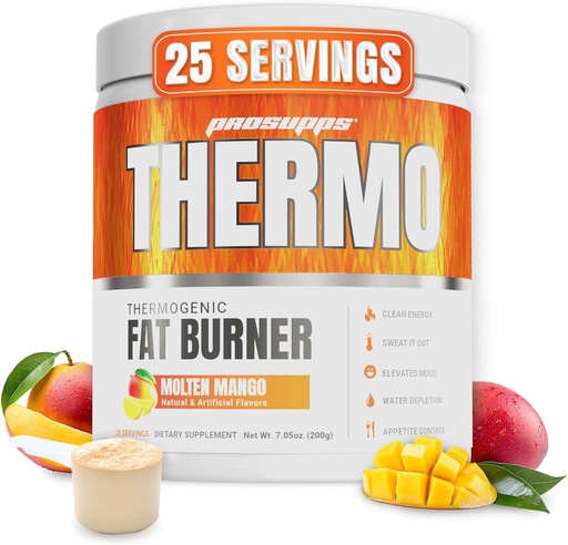 [BRSRAYAQCF7WYFA3] PROSUPPS Thermogenic Fat Burner Toz, Molten Mango - Kilo Kaybı ve Metabolism Branson Kadınlar ve Erkekler için İşi Tamamlamak - Enerjiyi Güçlendirmek - Gluten-Free - 25 Hizmetler