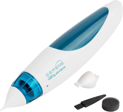 [BRSWIGYMAYEG22DI] Serene Innovations Hearing Aid Cleaning Kit for Earwax Removal – Hearing Aid Cleaner Runs on 4 AA Batteries to Clean Hearing Aid Tubes, Earbuds, in-Ear Monitors, & More – Ear Wax Suction Vacuum