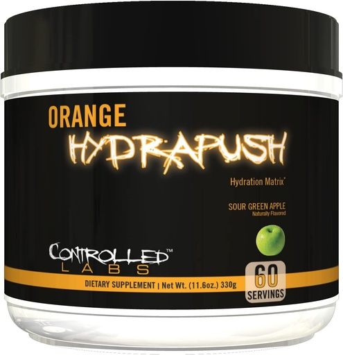 [BRSRMYL2DMOQOYD6] CONTROLLED LABS Orange HydraPush Electrolyte Powder, 60 Servings - Advanced Hydrating Recovery - Coconut Water & Taurine - Boost Energy & Increase Endurance (Sour Green Apple)