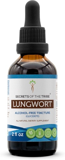 [BRSWGYYRO4IGC3TX] Secrets of the Tribe Lungwort Alcohol-Free Liquid Extract, Lungwort (Pulmonaria officinalis) Dried Leaf Tincture Supplement 2 oz