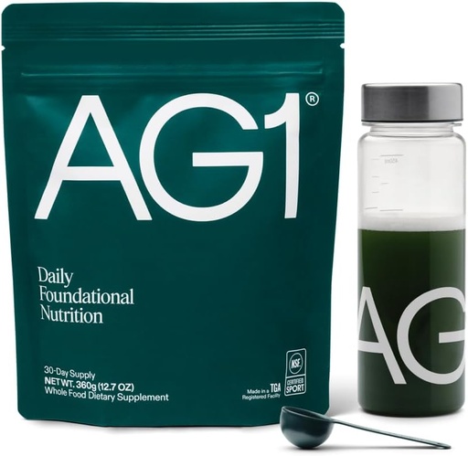 [BRSWYZQODEDR6A34] AG1 Greens Powder Suplemento | Mellora a saúde Gut | Multivitamínico, Probiótico, Gluten Free, Vegan e Keto Friendly | Shaker & Scoop Incluído | 75 Vitaminas (verdes atléticos), Fórmula clásica