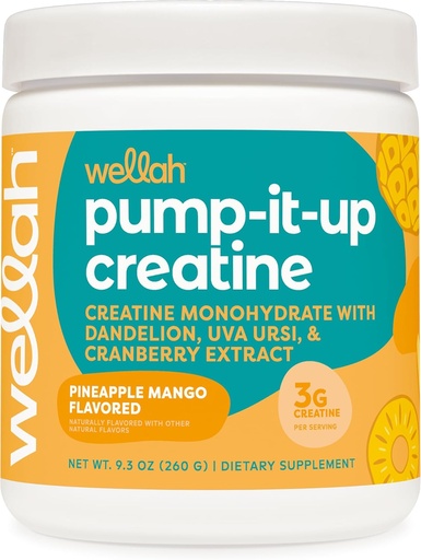 [BRSRAGALOF5RGDL2] Wellah Creatine for Women (50 Servings, Pineapple Mango) - Creatine Monohydrate with Dandelion & Cranberry Extract