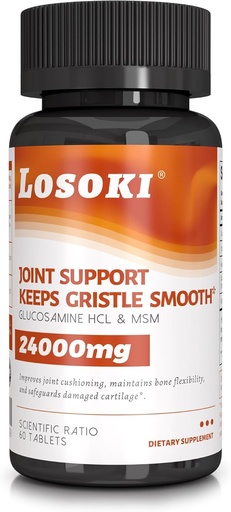 [BRSRAYLRBN4AIFLZ] Losoki Joint Support - Glucosamine Chondroitin MSM Supplement for Joint Health - 60 Tablet