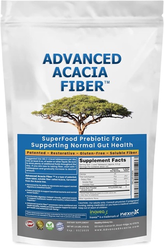[BRSRAGDQBUCWOELD] Advanced Acacia Fiber Powder Bundle 2.5 Ibs (40oz) Soluble Fiber Leaky Gut Repair Powder + Organic Sodium Bicarbonate Alkaline Supplement for Alkalinity 2LB