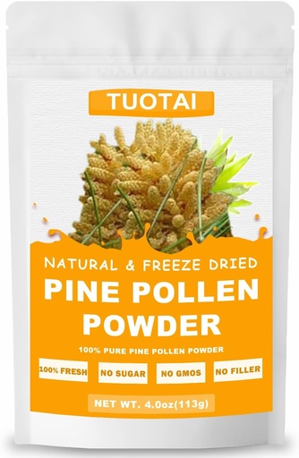 [BRSRAYYNCJYGGA3P] Premium Pine Pollen Powder, %100 Natural Powder, Ez GMO, Ez Gehigarririk, Vegan