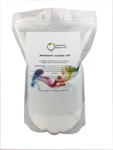 [BRSWKYT7AEHBAC34] Greenway Biotech, Inc. Magnesium Chloride USP Supplement 100% Edible Cloruro de Magnesio Comestible Powder (Pharmaceutical Grade)- (4 Pounds)