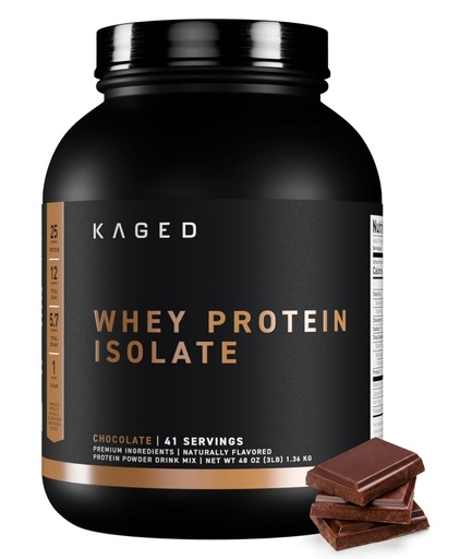 [BRSWGFQFAQPGMC3G] Kaged Whey Protein Isolate Powder | Chocolate | 100% Pure Low Lactose Whey | Post Workout Recovery Drink | Supports Muscle Building | Supplements for Men & Women | 41 Servings