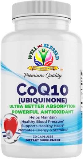 [BRSRAZIECAPWY33G] CoQ10 (Ubiquinone) - 30 Capsules - Ultra Better Absorption Formula - Promote Energy and Stamina - Vegan and Vegetarian Friendly - Free from Artificial Additives