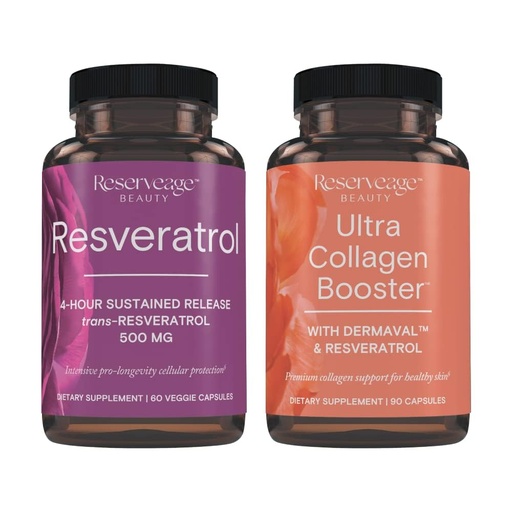 [BRSRMBTRBB5QIYDG] Reserveage Resveratrol & Ultra Collagen Booster - Resveratrol & Collagen Capsules for Cell & Skin Support - Features Dermaval - 60 Resveratrol Capsules, 90 Ultra Collagen Booster Capsules