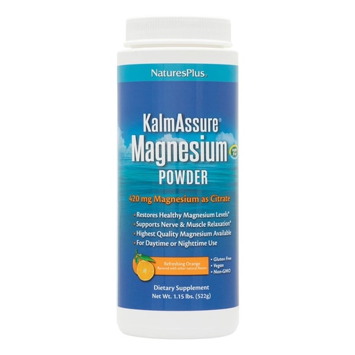 [BRSWYBLRCMHGYYLH] NaturesPlus KalmAssure Magnesium Powder - 1.15 lb, Pack of 2 - Orange Flavor - Supports Nerve and Muscle Relaxation - Non-GMO, Gluten Free, Vegan - 120 Total Servings