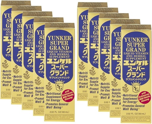 [BRSROHAPCIAWAADX] Super Grand, Liquid Vitamin & Herbal Supplement, nergy Herbal Supplements, Herbal Energy Boost, Reduces Physical Fatigue and Tiredness, 2.02 Fl oz, Made in Japan (Pack of 10)