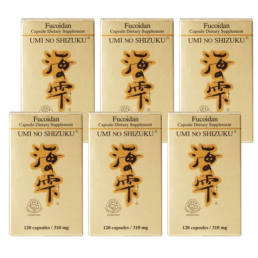 [BRSWKGL2PIPGAFLY] 6 Bottles of Umi No Shizuku Fucoidan Capsule Pure Seaweed Extract Enhanced with Agaricus Mushroom Optimized Immune Support Health Supplement