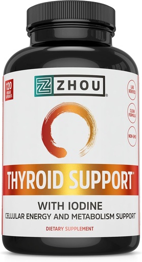 [BRSRAZD4OUDQKET6] Zhou Thyroid Support - Thyroid Supplement for Women & Men with Zinc, Iodine & Selenium, Metabolic Health Thyroid Complex, Antioxidant Support with Aswagandha & Kelp - 120 Veggie Capsules