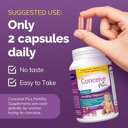 [BRSWYGATBMPBA3A7] CONCEIVE PLUS Fertility Supplements for Women & Men | 30-Day Supply Fertility Support Bundle | Premium Fertility Vitamins for Male and Female Conception | 2 x 60 Soft Capsules