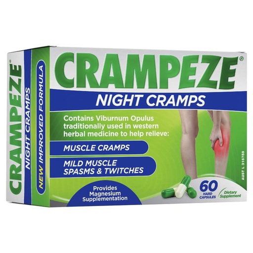 [BRSWI237CF6R4FIZ] Crampeze Night Cramps Natural Relief of Muscle Cramps, Spasms & Tired Legs 60 Capsules