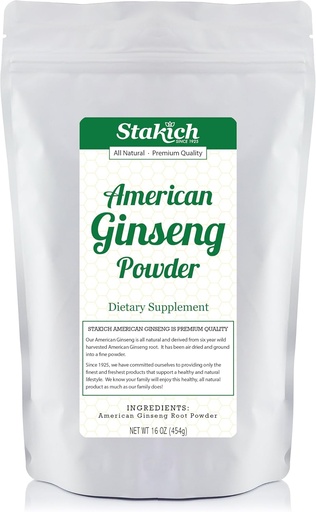 [BRSWIGYDDEMRKD3O] Stakich American Ginseng Root Powder - 1 Pound - Pure (1 Pound)