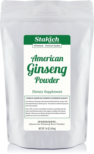 [BRSWIGYDDEMRKD3O] Stakich American Ginseng Root Powder - Pure Ginseng Powder - 1 lb