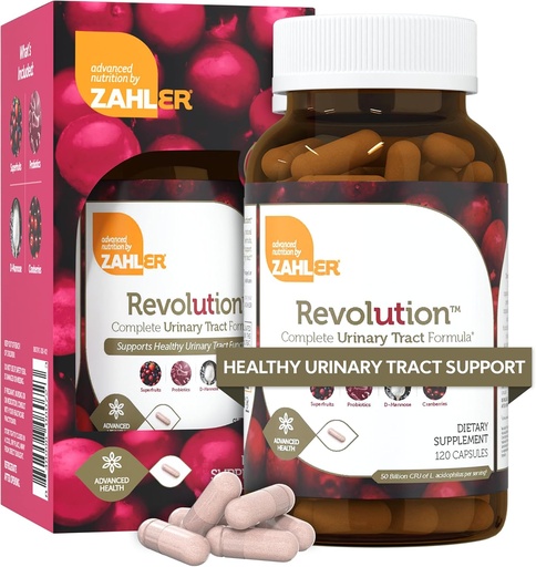 [BRSWIZD5BQFWG2DO] Zahler Revolution - Complete Womens Urinary Tract Health Formula with Probiotics - UTI Pills - 1200mg D-Mannose and Cranberry Supplement - Urinary Tract Infection Support for Women (120 Capsules)