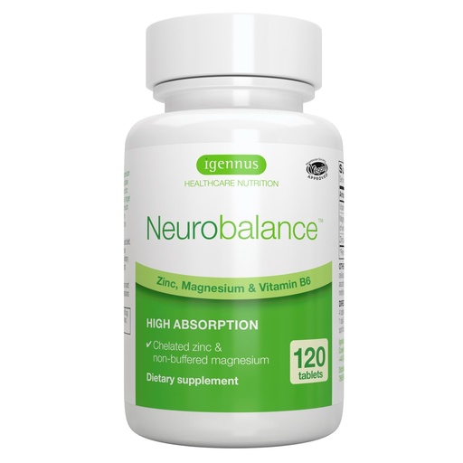 [BRSWIFD4CYIQ4D34] Igennus Neurobalance Zinc Magnesium & B6 Complex Formulated for Cognitive Support, Calm Focus & Relaxation, 120 Small Tablets, High Absorption Chelated Zinc & Fully Reacted Magnesium, Vegan, Non-GMO