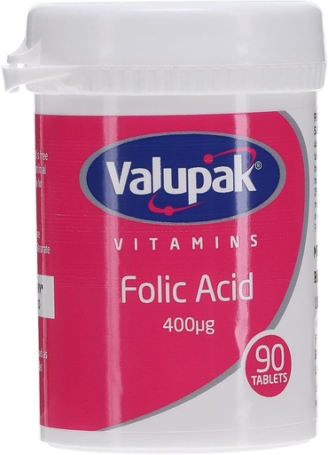 [BRSWIYYMPJ7GG2A3] Valupak Vitamins Supplements Folic Acid 400mg 90 Tablets