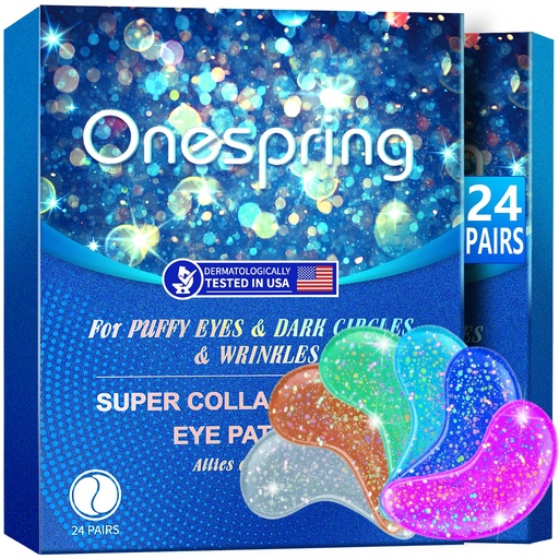 [BRSROH3QAEFQYALB] Eye Gel Pads (24 Pairs) - Under Eye Patches for Puffy Eyes, Wrinkles, Dark Circles, Natural Collagen Eye Gels, Under Eye Mask Patches for Face to Soothe Puffiness, Eye Bags