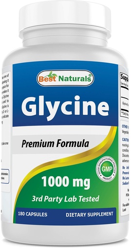 [BRSWKZT6A4GQI2DK] Best Naturals Glycine Supplement 1000 Mg for Energy Production, 180Count
