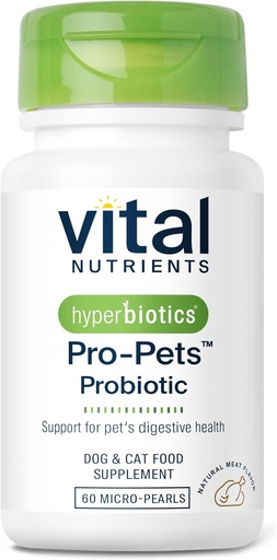 [BRSWKGYPAIIB4DQ3] Nutrientes Vitales Pro Mascotas Probióticos para Perros y Cats ← Perro Probióticos para Salud Digestiva, Salud Gut, Diarrea Ocasional* ← Tasty Meat Flavor ← Non-GMO ← Hiperbióticos pretenidos 60 Micro Tabletas