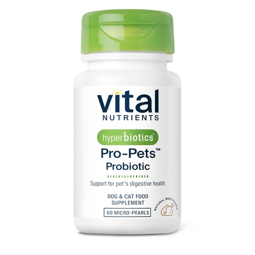 [BRSWKGYPAIIB4DQ3] Vital Nutrients Pro Pets Probiotics for Dogs and Cats | Dog Probiotics for Digestive Health, Gut Health, Occasional Diarrhea* | Tasty Meat Flavor | Non-GMO | Hyperbiotics | 60 Micro Tablets