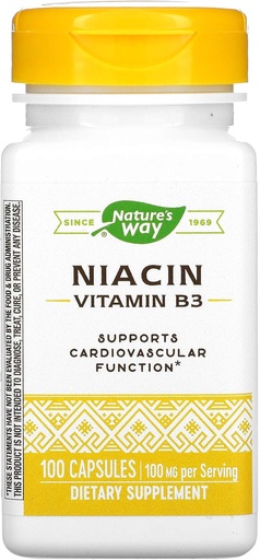[BRSWIH3RCECRUC32] Niacin, Vitamin B3, 100 mg, 100 Capsules, Nature's Way