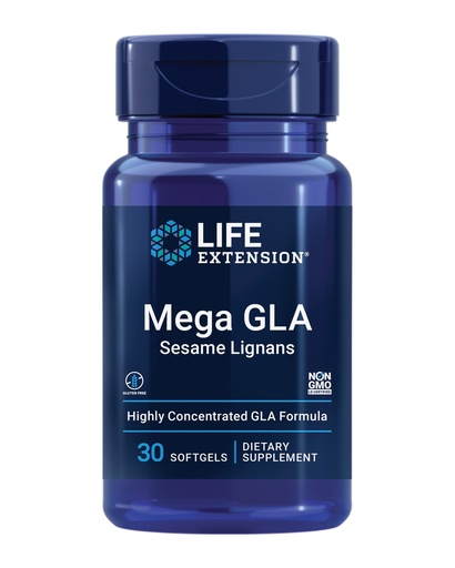[BRSWGFD6OYNWOCTL] Life Extension Mega GLA Sesame Lignans, Omega-6 Fatty acids to Promote a Healthy inflammatory Response, Gluten Free, Non-GMO, 30 softgels