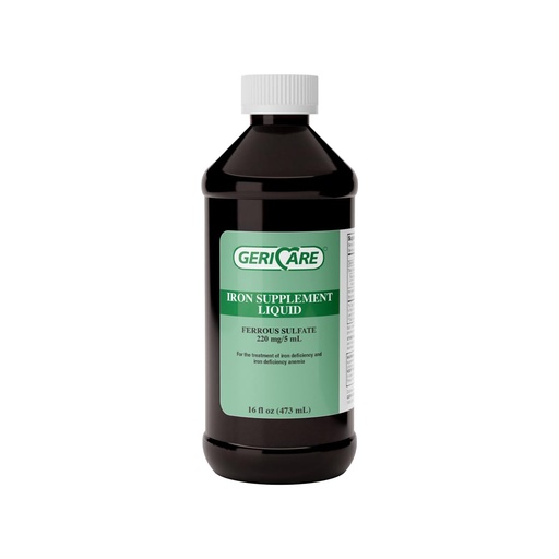 [BRSWIA34A4FQKFLE] GeriCare 220 High Potency Liquid Iron Supplement | Liquid Iron for Adults | for Anemia and Iron Deficiency | 220mg of Iron Per 5mL Dose. (Pack of 1)