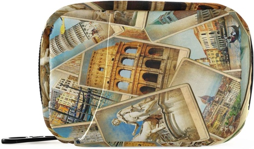 [BRSRMZYTDMPGCFL5] OTVEE Travel in Italy Vintage Collage Pill Case Bag, Vitamin Organizer Medicine Carrying Case for Travel