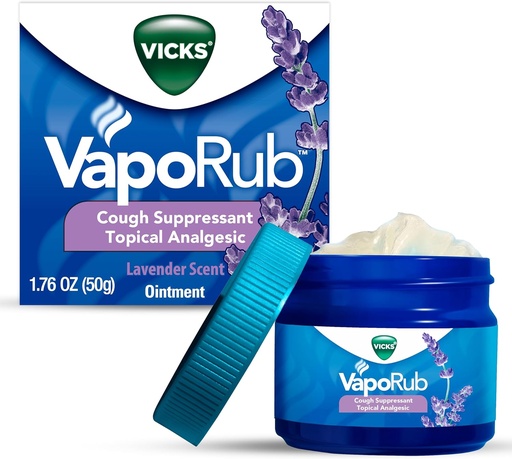 [BRSWGYL3DIPBAAI4] Vicks VapoRub, Lavender Scent, Cough Conpressant, Topical Chest Rub & Angesic Ointment, Medicated Vicks Vapors, Relief from Cough Fough to Cold, Aches & Pains, 1.76oz
