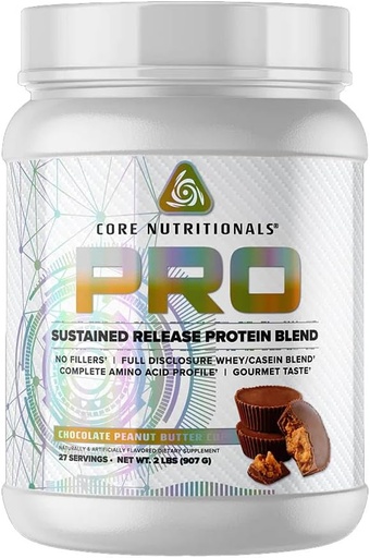 [BRSWYZD7OR7RUE3X] Core Nutritionals Pro Sustained Release Whey Protein Blend | with Digestive Enzymes | 25g Protein, 2g Carbs | No Fillers | 2 Pound (Chocolate Peanut Butter Cup)