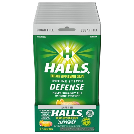[BRSWIYQAO4MRMAAV] HALLS Assorted Citruts Sween C plops ฟรีวิตามินซี, Diecary Supplement plops 12 ถุงวาง 25 ลูก ( 300 ใบ)