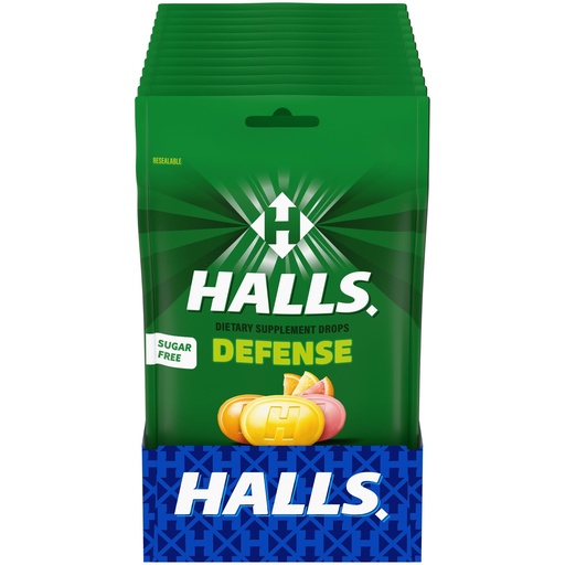 [BRSWIYQAO4MRMAAV] HALLS Defense Citrus Sugar Free Vitamin C Dietary Supplement Drops, 300 ct | Throat Drops, 12 Bags of 25