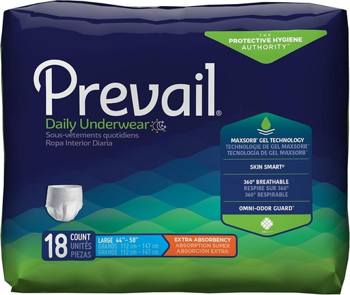 [BRSWIYQHBUFWO33U] Prevail Daily Protective Εσώρουχα - Unisex Ενηλίκων Ακράτεια Εσώρουχα - Disposable Adult Diaper for Men & Women - Maximum Absorbency - Large - 18 Count (Pack of 4)