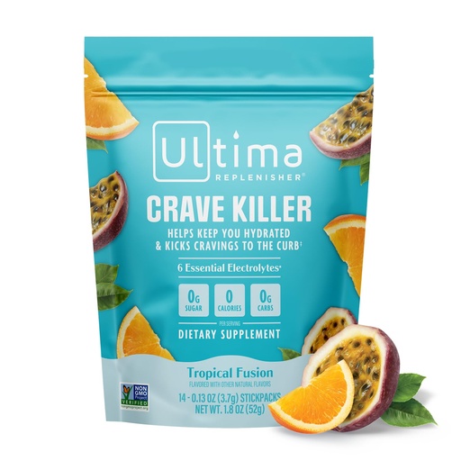 [BRSRAED7CMNQGEI3] Ultima Replenisher Crave Killer Supplement and Electrolytes Powder – Tropical Fusion, 14 Stickpacks – Hydration Packets that Kick Cravings to The Curb