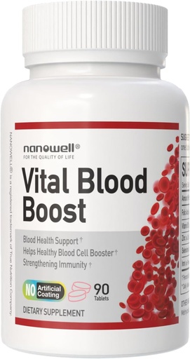 [BRSRAZQZPMPGKD3J] Vital Blood Boost – Dietary Supplement with Iron, Selenium, Zinc, Vitamin B12 & Folic Acid – 90 Tablets, 90 Day Supply
