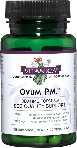 [BRSROGI6A4CRYEY7] Vitanica Ovum P.M. - Calidad del huevo Apoyo con vitamina D3, ácido lipoico alfa " Melatonina - Funciona mejor con Ovum A.M. - Suplemento dietético herbal para la salud de las mujeres - Lady - 30 caps veganos