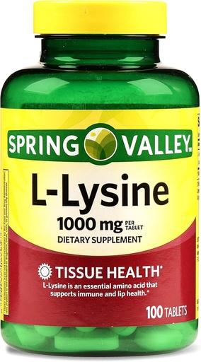 [BRSWIZQ7AQOWADLO] Spring Valley - L-Lysine 1000 mg, 100 Tablets