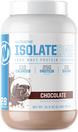 [BRSWGAIFCMFQGDLF] NutraOne IsolateOne Whey Isolare Protein Polvere 100% Polvere isolata di Whey puro (Cioccolato gourmet - 2 lbs)