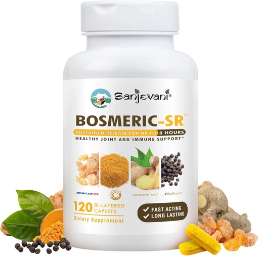[BRSWIYIBOB7AOEYV] Implementació de C3 amb Pepper negre, Boswellia Extreu el PS de & Ginger, ràpida Acprocedeix 20 minuts, 8 minuts, llançament per a Sumbràc, 120 Caplets - Sanjeni