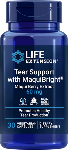 [BRSWKY35PJYGYCDO] Life Extension Tear Support with MaquiBright®, 60 mg, Maqui Berry Extract for Dry Eyes, Podpira zdravje oči, spodbuja tear proizvodnjo, Gluten-free, Non-GMO, 1 na dan, vegetarijansko, 30 kapsul